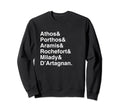 Three Musketeers Character List Sweatshirt - Minimalist Print for Adults - T-Shirt, Sweatshirt, Hoodie