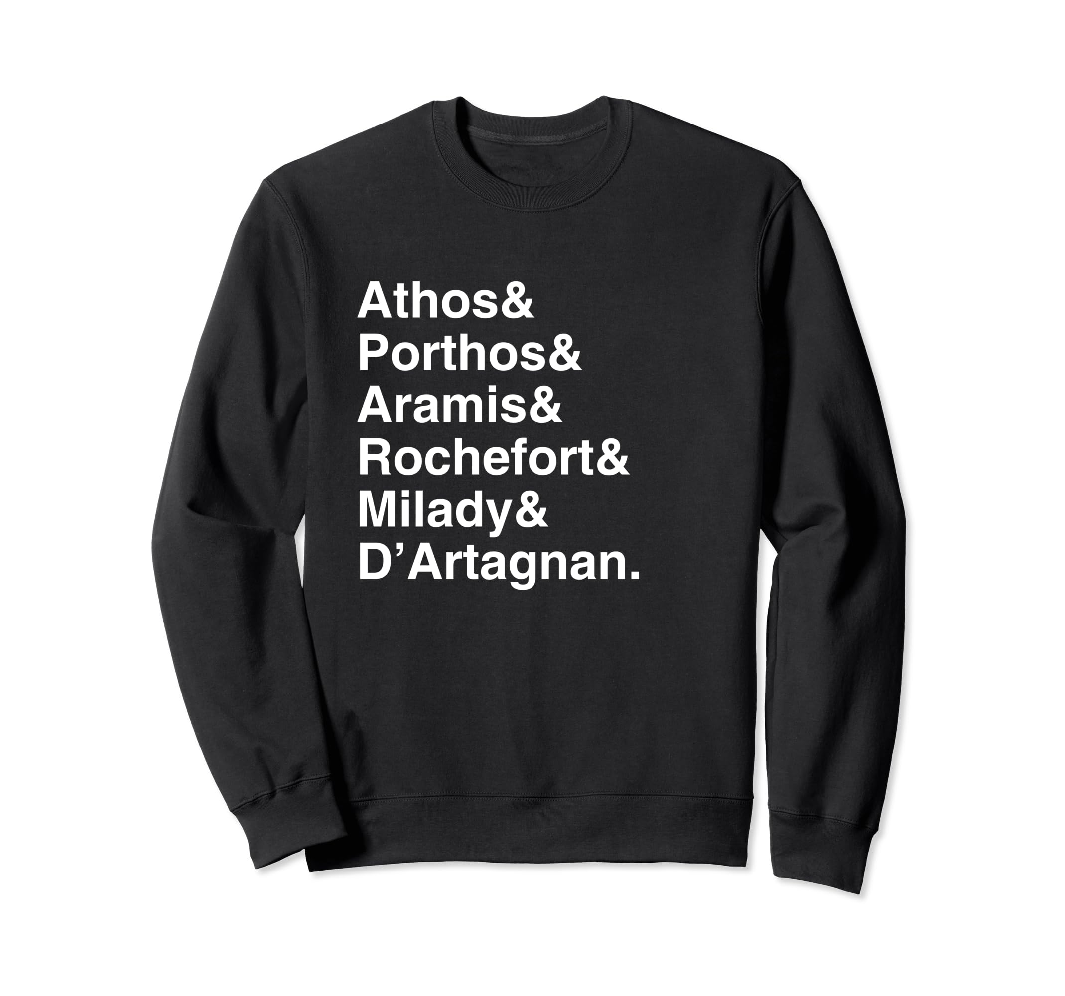 Three Musketeers Character List Sweatshirt - Minimalist Print for Adults - T-Shirt, Sweatshirt, Hoodie