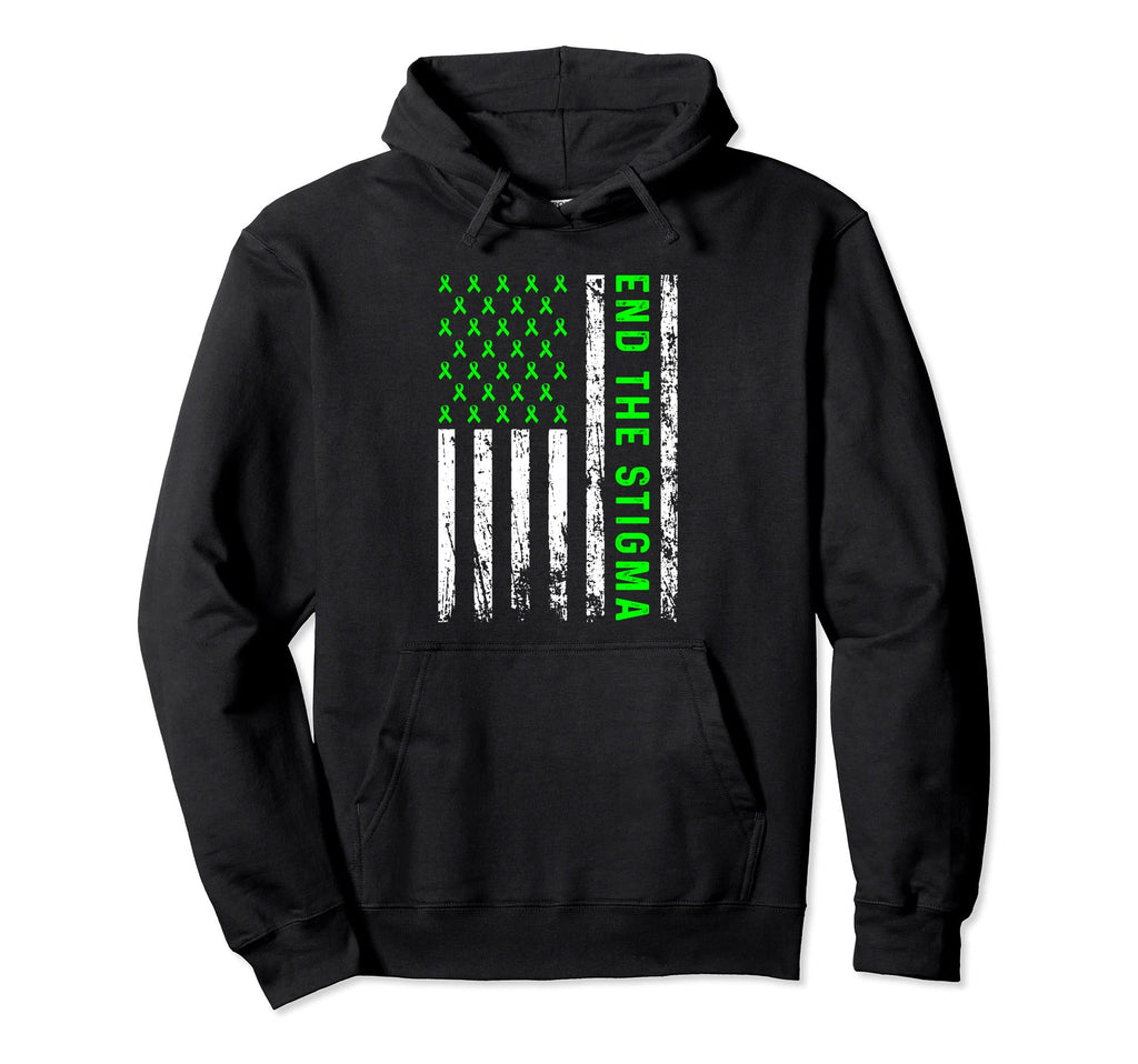 End Stigma American Flag Mental Health Hoodie - Trendy Graphic Unisex - T-Shirt, Sweatshirt, Hoodie