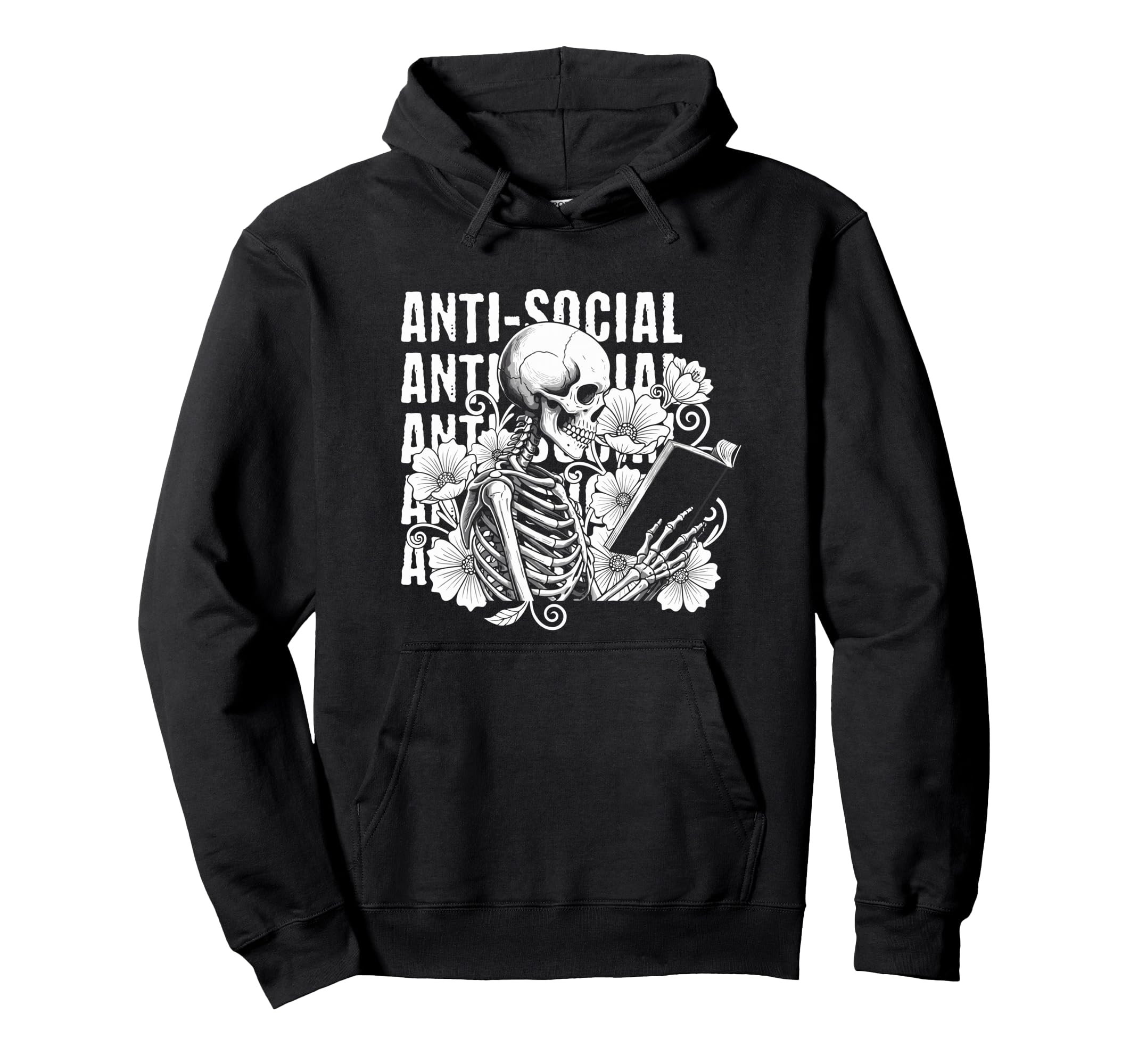 Skeleton Reading Book Dark Bookish Hoodie - Custom Art Print Men Women - T-Shirt, Sweatshirt, Hoodie