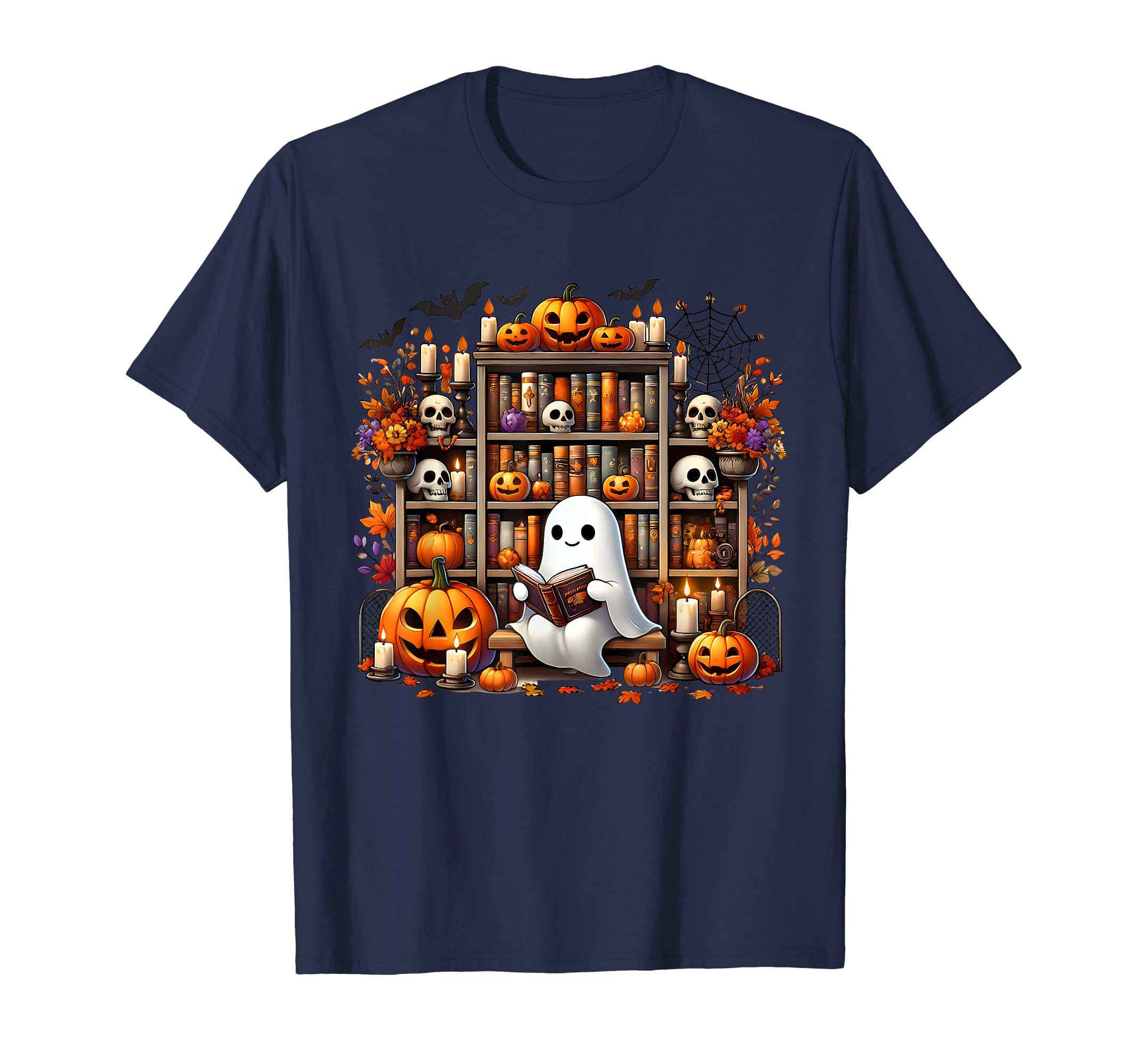 Ghost Reading Book Gothic Halloween T-Shirt - Graphic Print Men Women - T-Shirt, Sweatshirt, Hoodie