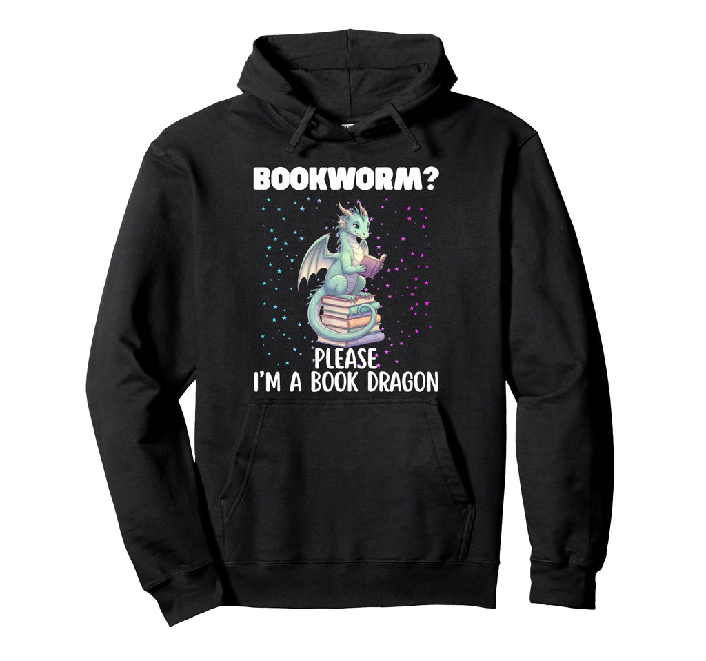 Funny Bookworm Dragon Reader Library Book Hoodie - Novelty Apparel Unisex - T-Shirt, Sweatshirt, Hoodie