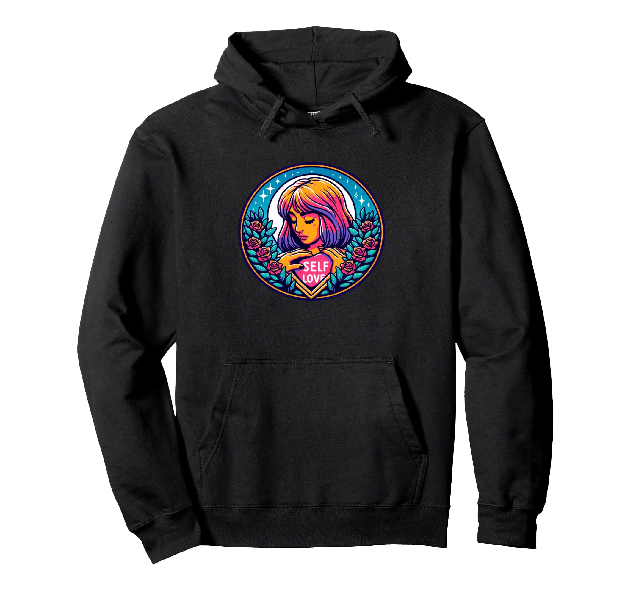Self Love Illustration Promoting Hoodie - Aesthetic Graphic for Adults - T-Shirt, Sweatshirt, Hoodie