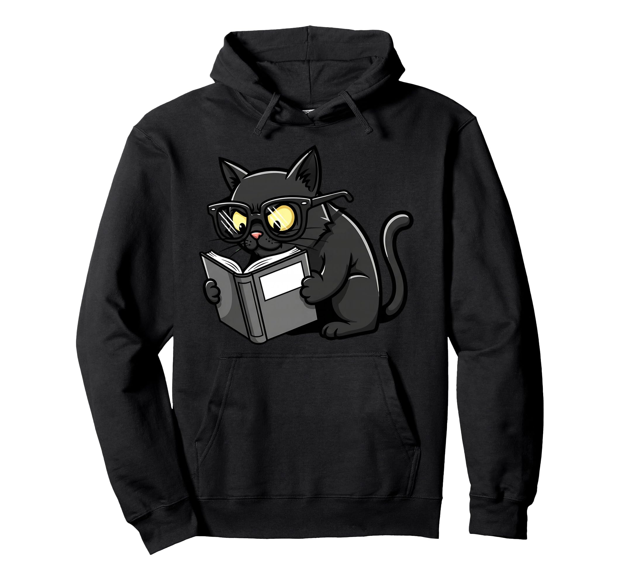 Cat Reading Book Nerd Kitty Bookworm Hoodie - Aesthetic Graphic Men Women - T-Shirt, Sweatshirt, Hoodie
