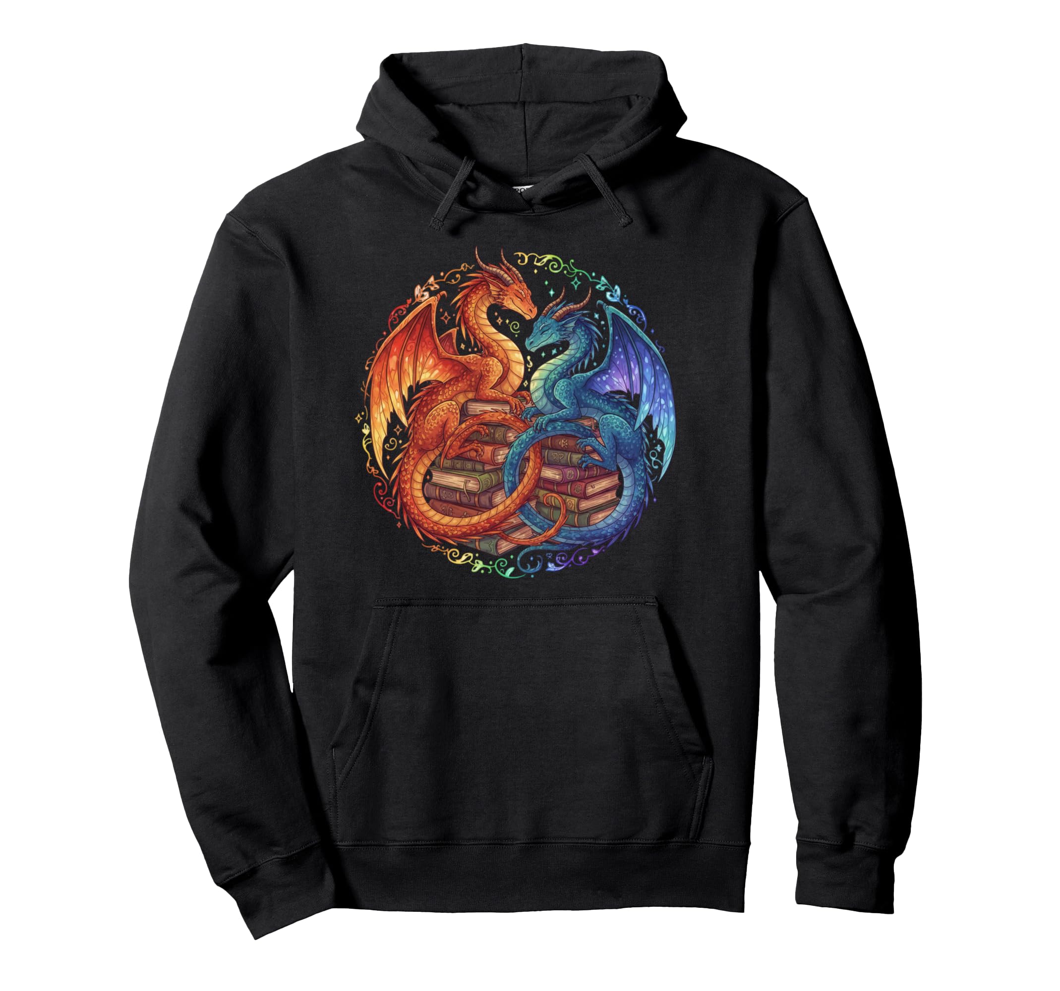 Book Lover Dragon Bookworm Reading Hoodie - Aesthetic Graphic Men Women - T-Shirt, Sweatshirt, Hoodie