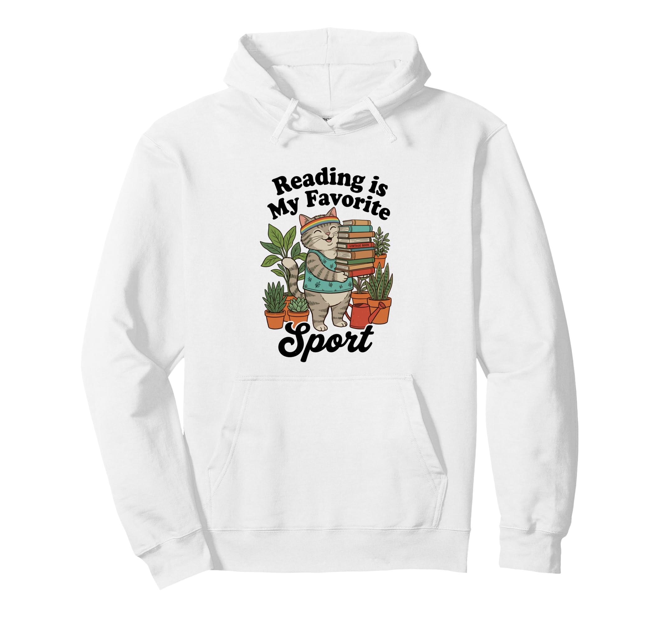 Reading Is My Favorite Sport Cat Bookworm Hoodie - Streetwear Style Unisex - T-Shirt, Sweatshirt, Hoodie