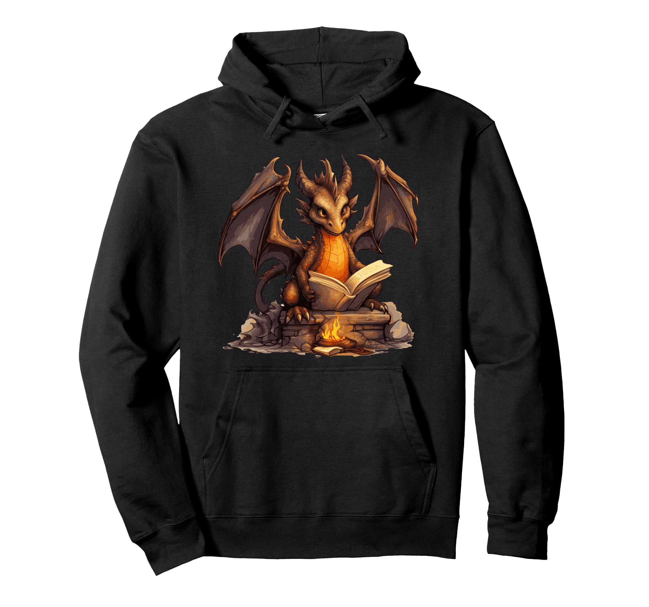 Dragon Reading Book Funny Hoodie - Trendy Graphic Unisex - T-Shirt, Sweatshirt, Hoodie