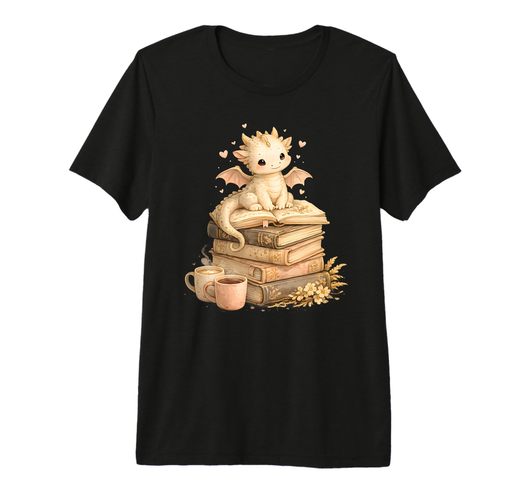 Dragon Reading Books Coffee Lover T-Shirt - Novelty Apparel for Adults - T-Shirt, Sweatshirt, Hoodie