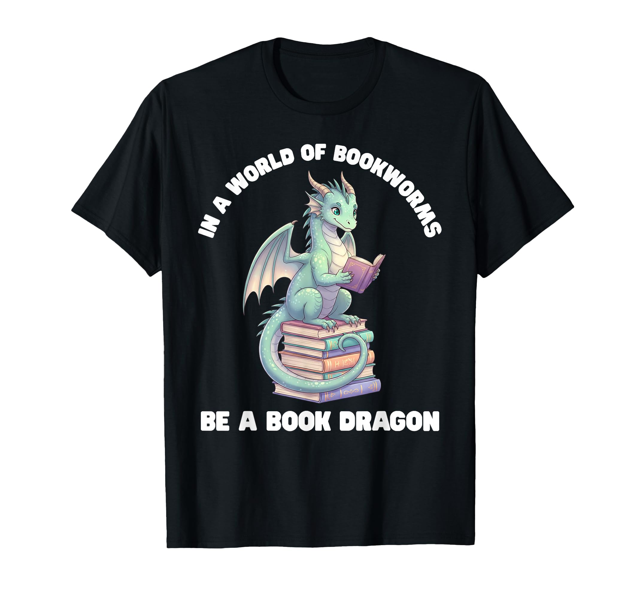 Pastel Dragon Book Reader Bookworm T-Shirt - Trendy Graphic for Adults - T-Shirt, Sweatshirt, Hoodie