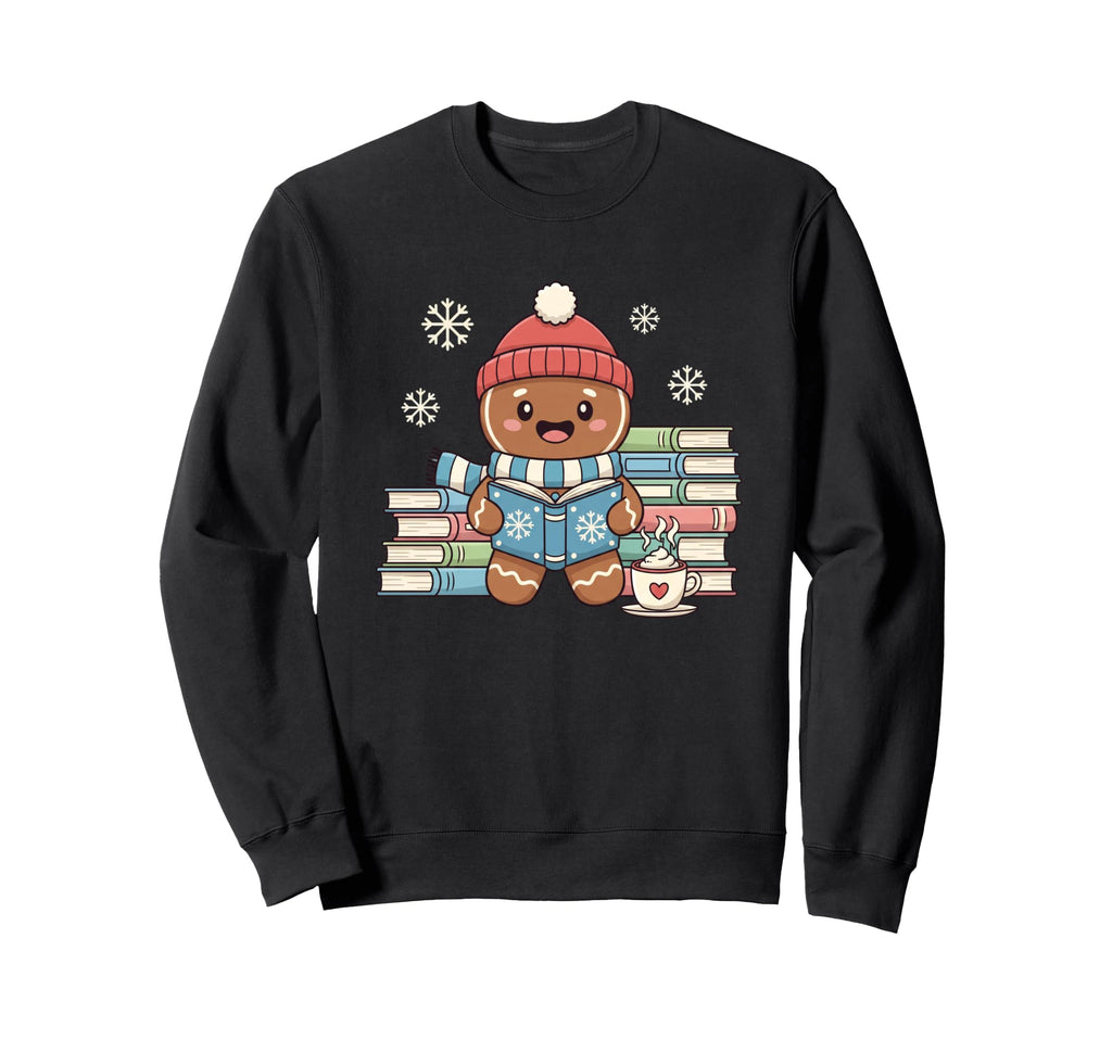 Teacher Cozy Gingerbread Reading Sweatshirt - Fun Novelty Design Men Women - T-Shirt, Sweatshirt, Hoodie