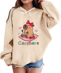 Cute Capybara Graphic Hoodies for Teen Girls Kawaii Cartoon Printed Hoodie Anime Hooded Sweatshirt Fleece Pullover - T-Shirt, Sweatshirt, Hoodie