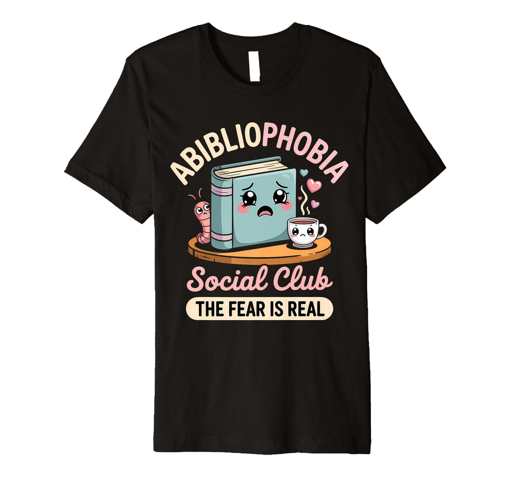 Abibliophobia Funny Bookworm Kawaii T-Shirt - Graphic Print for Adults - T-Shirt, Sweatshirt, Hoodie