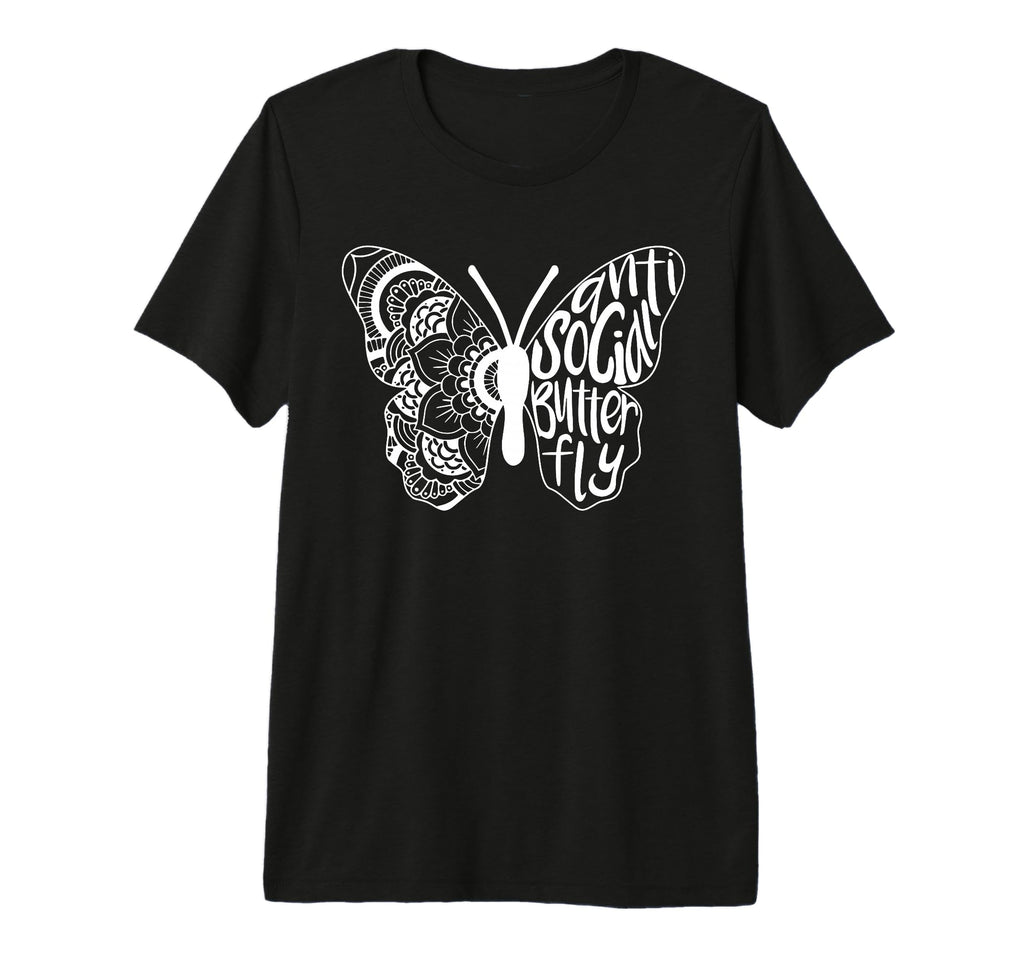 Anti Social Butterfly Introvert Funny T-Shirt - Novelty Apparel Men Women - T-Shirt, Sweatshirt, Hoodie