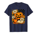 Halloween Pumpkin Coffee And Book T-Shirt - Custom Art Print for Adults - T-Shirt, Sweatshirt, Hoodie