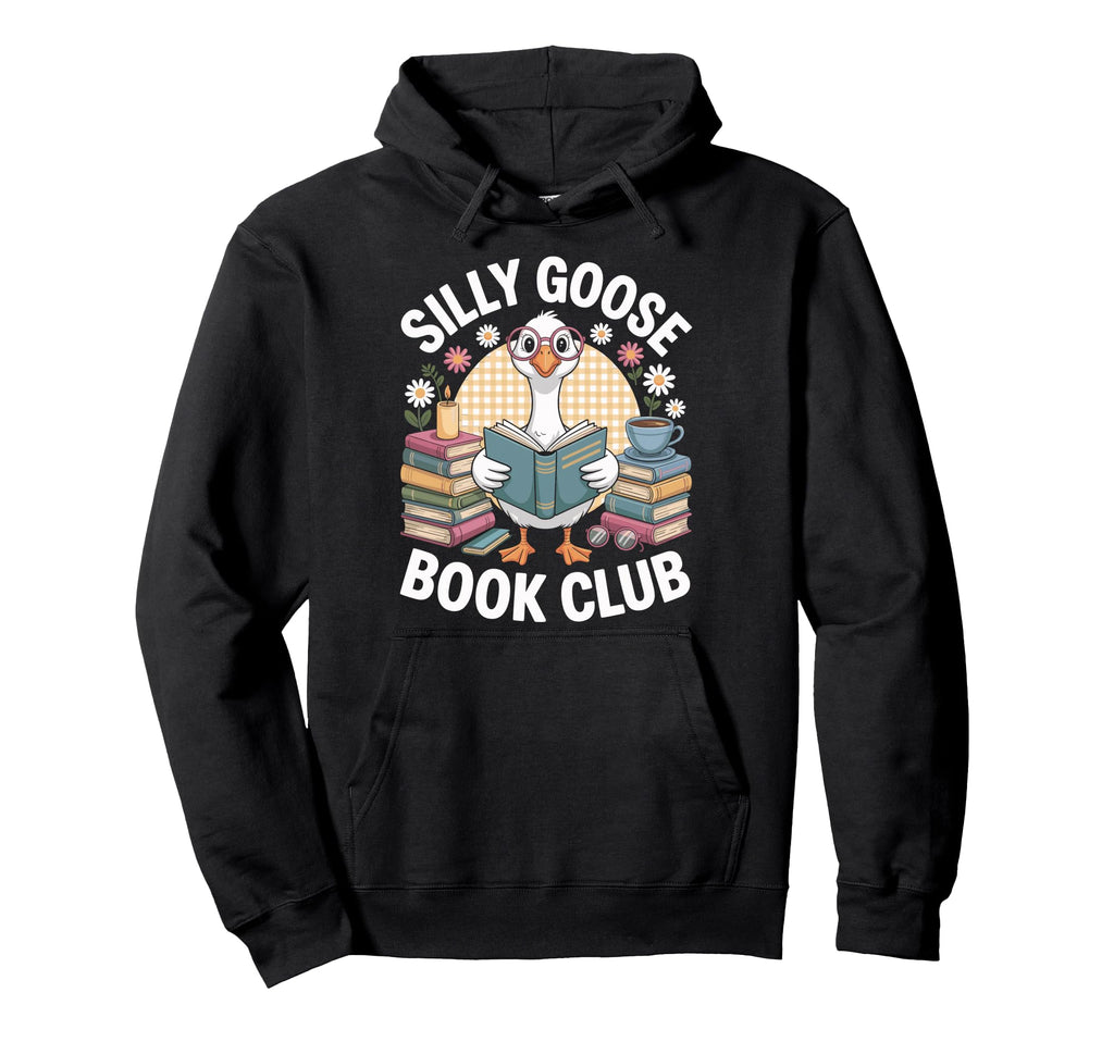 Silly Goose Book Club Cozy Reading Hoodie - Minimalist Print Men Women - T-Shirt, Sweatshirt, Hoodie