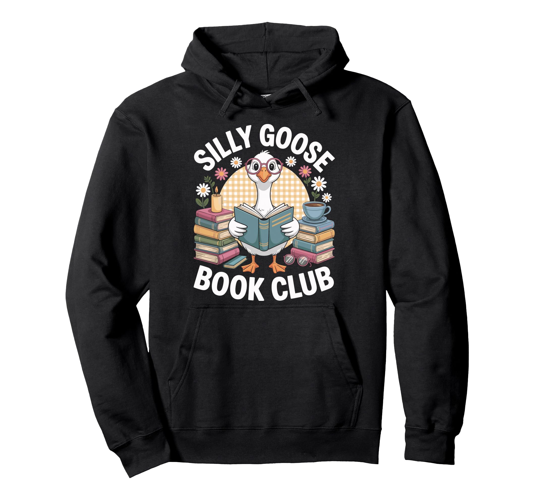 Silly Goose Book Club Cozy Reading Hoodie - Minimalist Print Men Women - T-Shirt, Sweatshirt, Hoodie