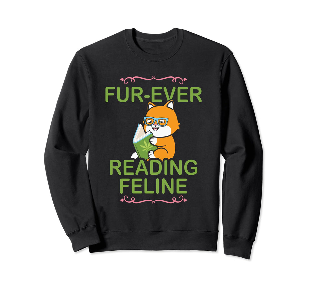 Book Lover Nerd Librarian Cat School Sweatshirt - Minimalist Print Unisex - T-Shirt, Sweatshirt, Hoodie