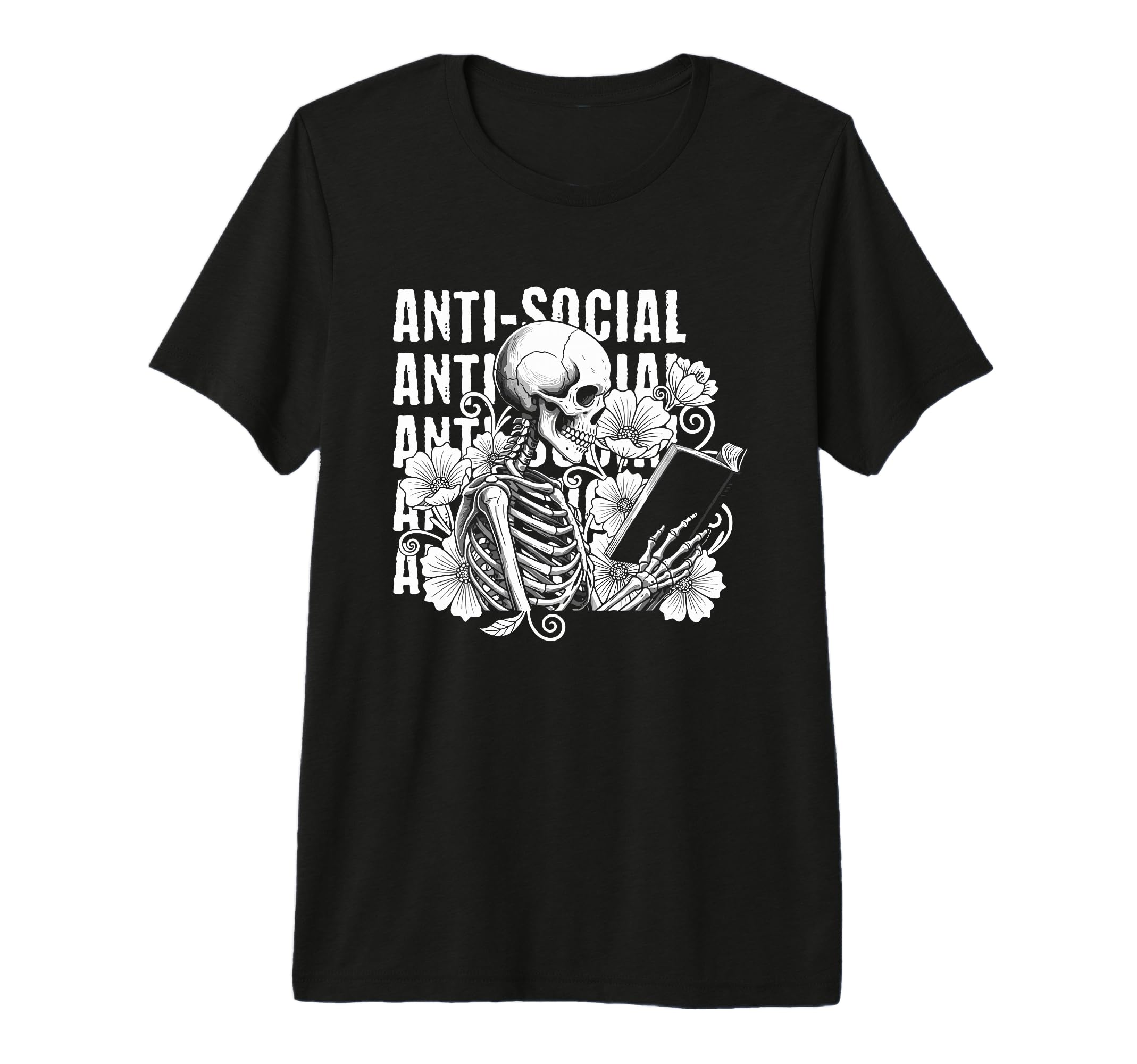 Skeleton Reading Book Dark Bookish T-Shirt - Custom Art Print for Adults - T-Shirt, Sweatshirt, Hoodie