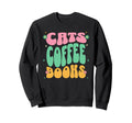 Cats Coffee Books Lover Sweatshirt - Streetwear Style for Adults - T-Shirt, Sweatshirt, Hoodie
