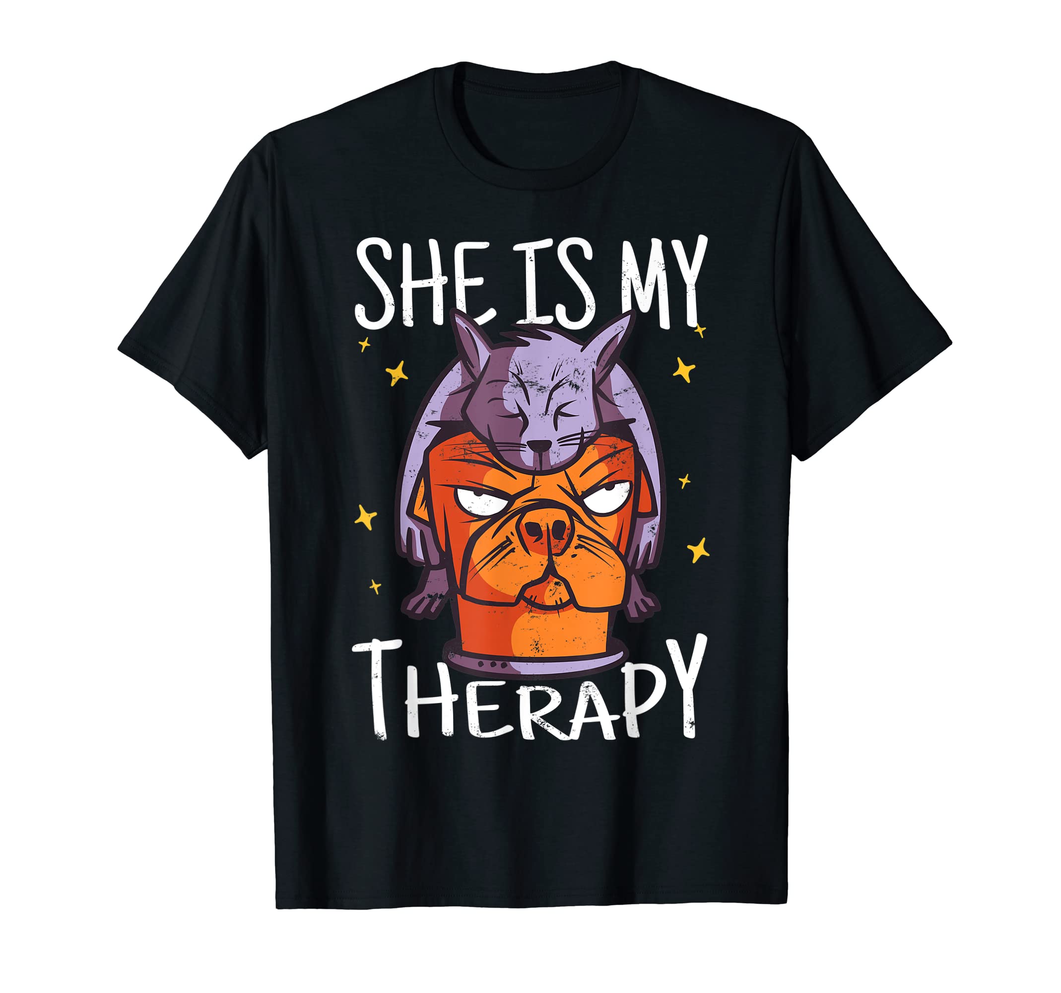 Funny Dog And Cat She Is My Therapy T-Shirt - Minimalist Print Unisex - T-Shirt, Sweatshirt, Hoodie
