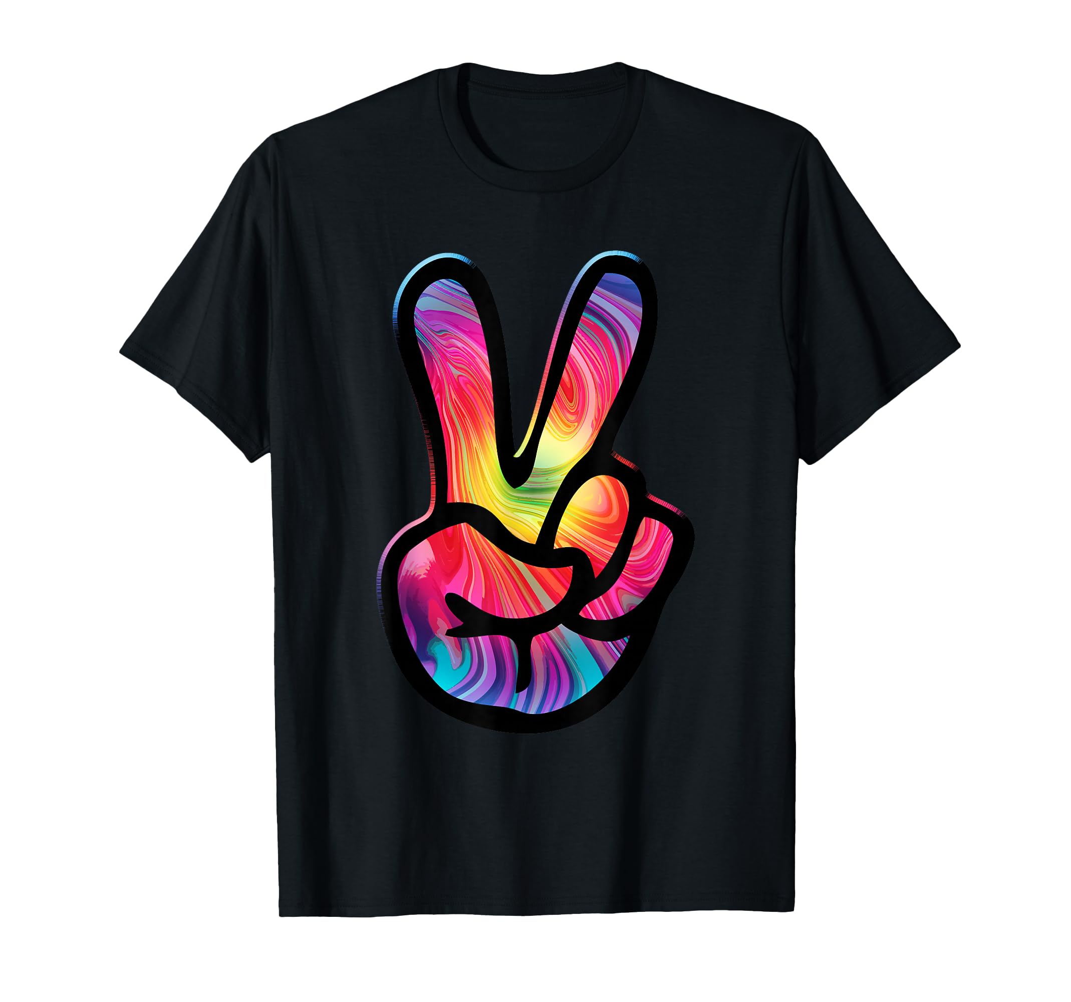 60S 70S Tie Dye Peace Hand Sign Hippie T-Shirt - Streetwear Style Unisex - T-Shirt, Sweatshirt, Hoodie