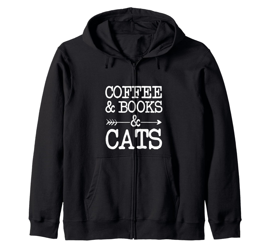 I Just Need Is Coffee Books And Cats Hoodie - Aesthetic Graphic Men Women - T-Shirt, Sweatshirt, Hoodie