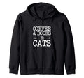 I Just Need Is Coffee Books And Cats Hoodie - Aesthetic Graphic Men Women - T-Shirt, Sweatshirt, Hoodie