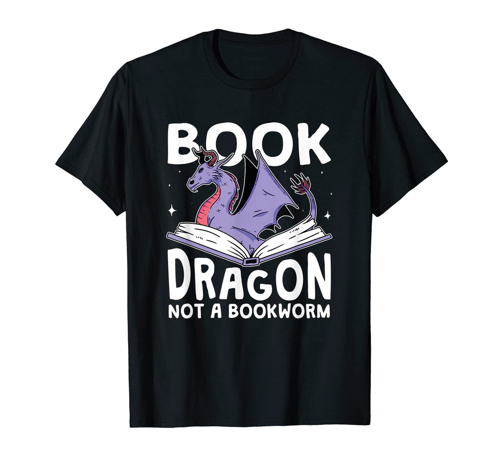Book Dragon Not Bookworm Bibliophile T-Shirt - Graphic Print for Adults - T-Shirt, Sweatshirt, Hoodie