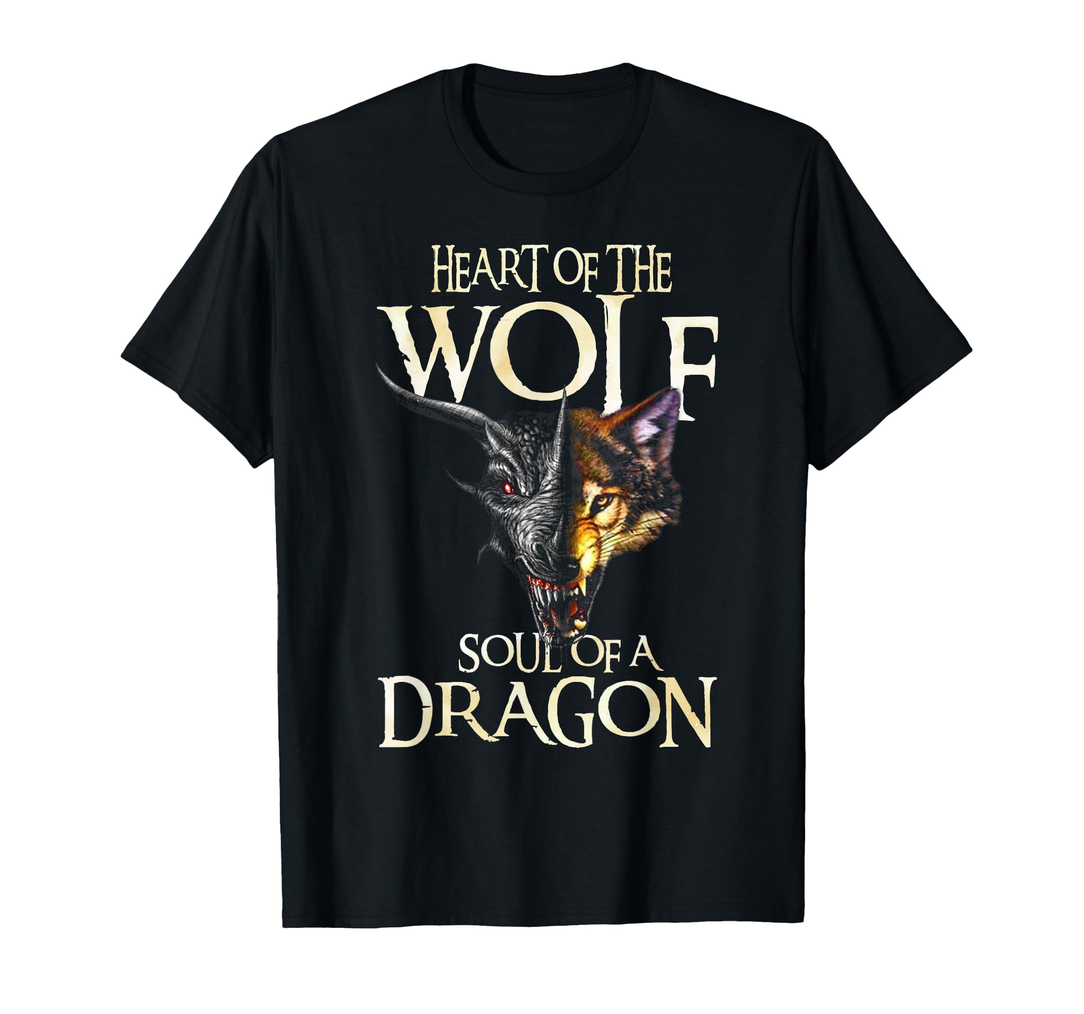 Heart Wolf Soul Dragon Dragon Lovers Gift T-Shirt - Trendy Graphic Unisex - T-Shirt, Sweatshirt, Hoodie
