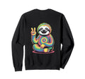 Psychedelic Sloth Peace Sign Sweatshirt - Minimalist Print for Adults - T-Shirt, Sweatshirt, Hoodie
