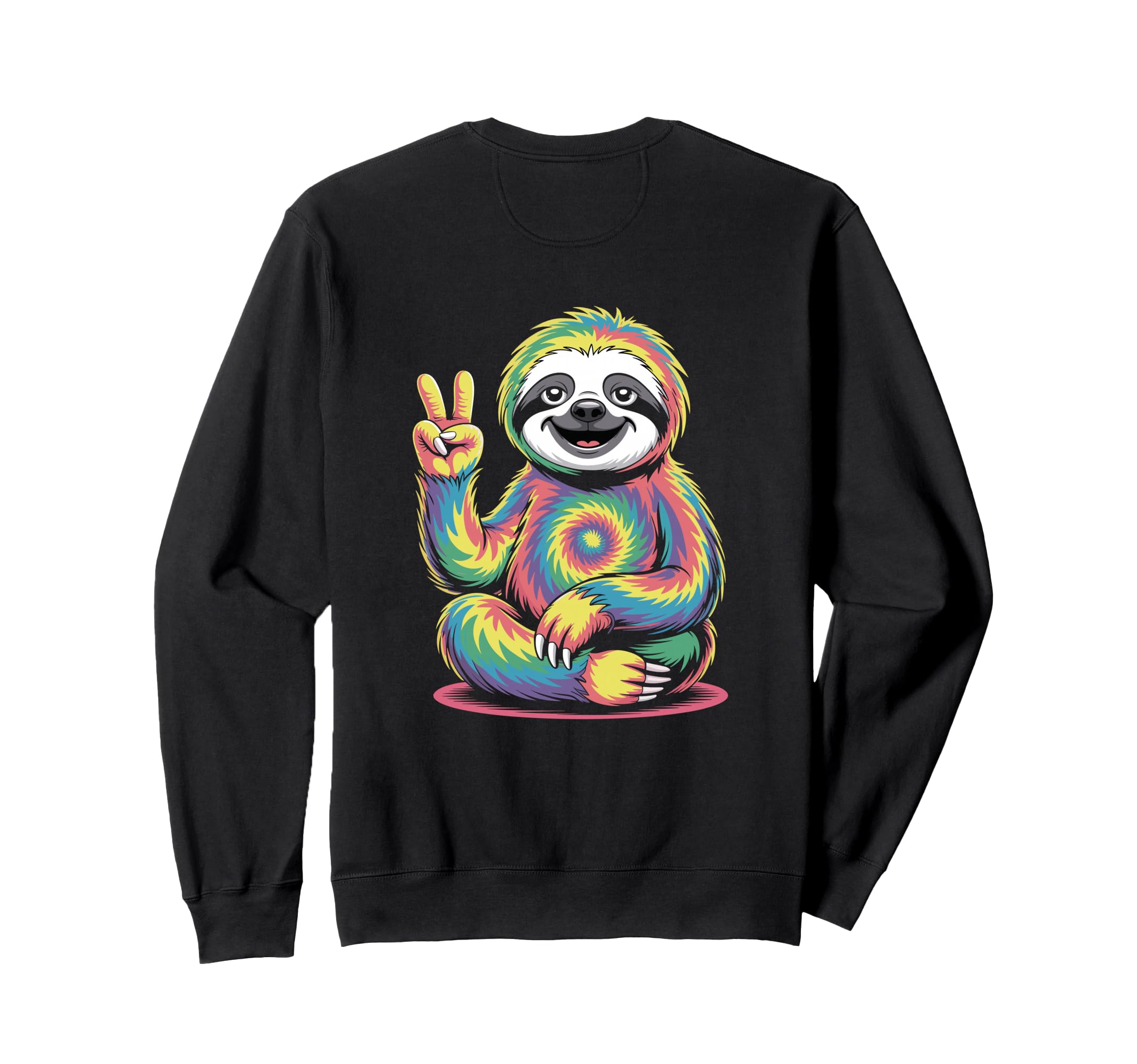 Psychedelic Sloth Peace Sign Sweatshirt - Minimalist Print for Adults - T-Shirt, Sweatshirt, Hoodie