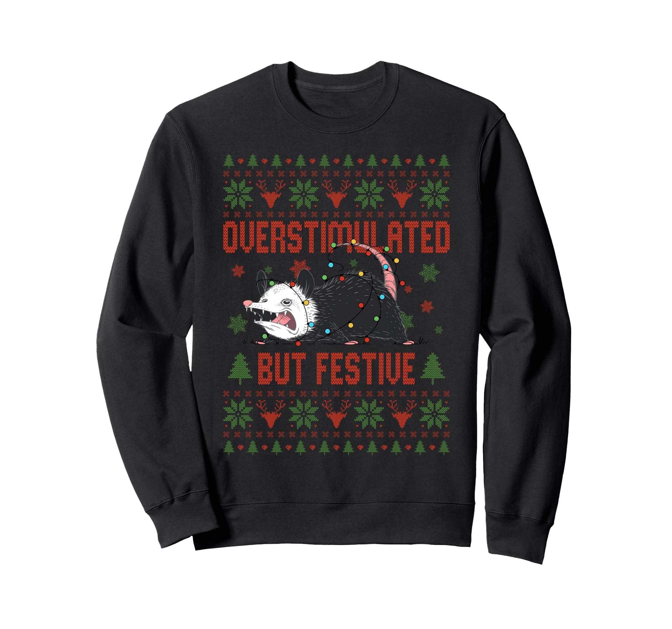 Funny Santa Opossum Overstimulated Sweatshirt - Custom Art Print Unisex - T-Shirt, Sweatshirt, Hoodie