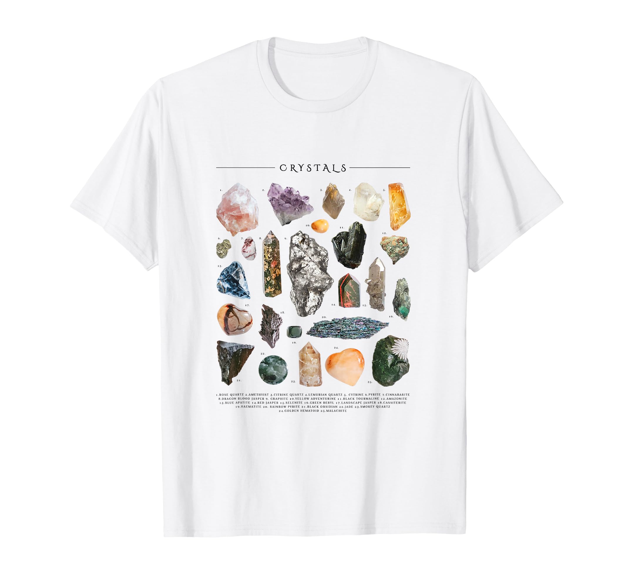 Comprehensive Crystal Healing Chart T-Shirt - Aesthetic Graphic Men Women - T-Shirt, Sweatshirt, Hoodie