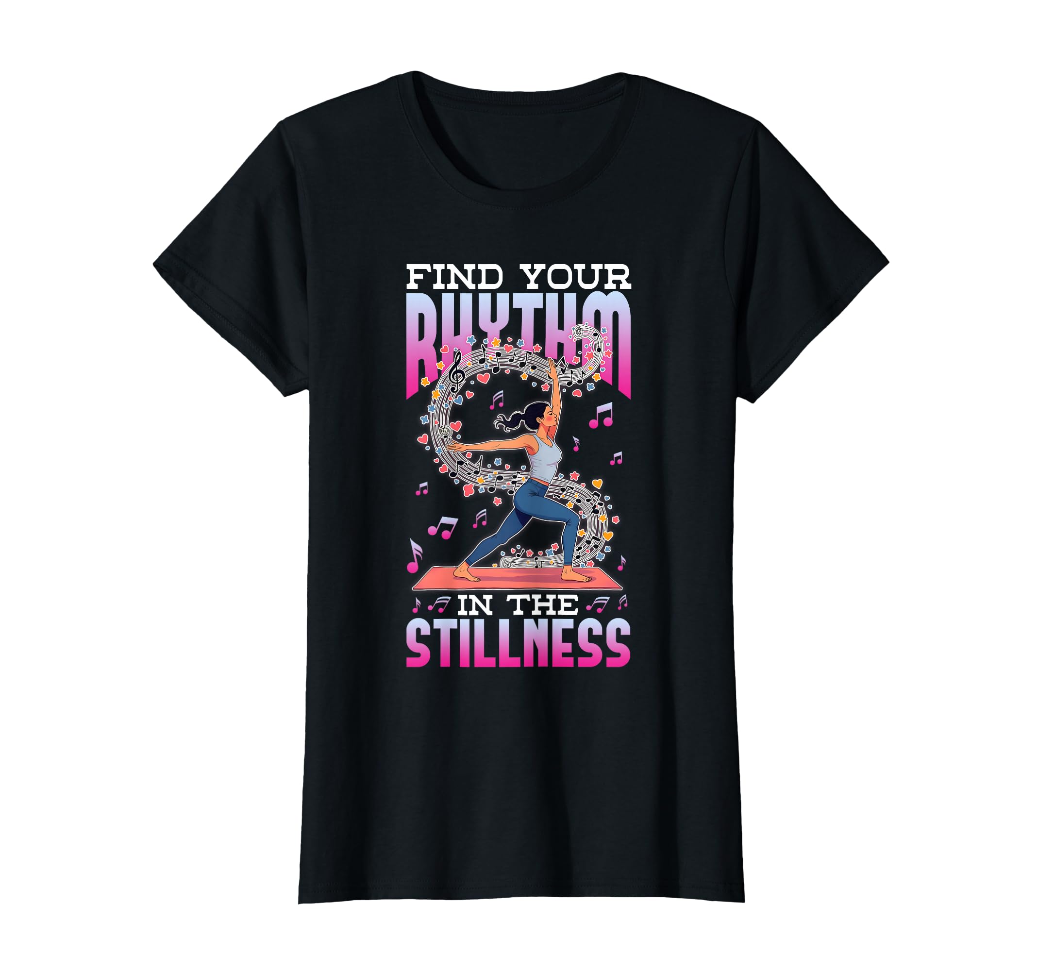 Yoga And Music Find Your Rhythm T-Shirt - Trendy Graphic for Adults - T-Shirt, Sweatshirt, Hoodie