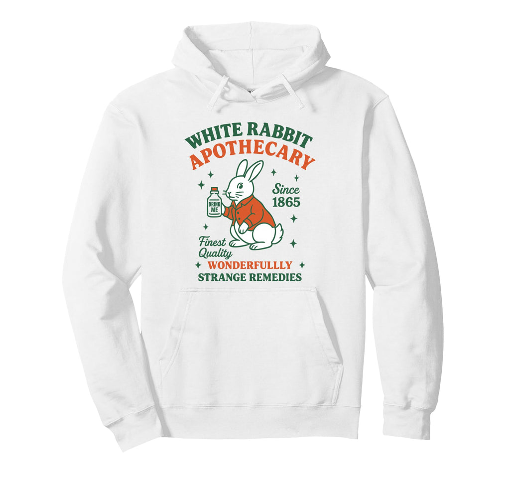 Alice Wonderland White Rabbit Apothecary Hoodie - Unique Graphic Men Women - T-Shirt, Sweatshirt, Hoodie