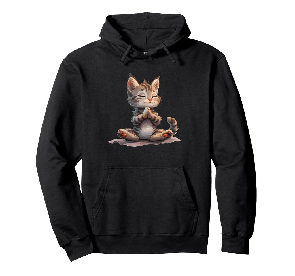Meditating Cat Peaceful Zen Pose Hoodie - Fun Novelty Design Unisex - T-Shirt, Sweatshirt, Hoodie