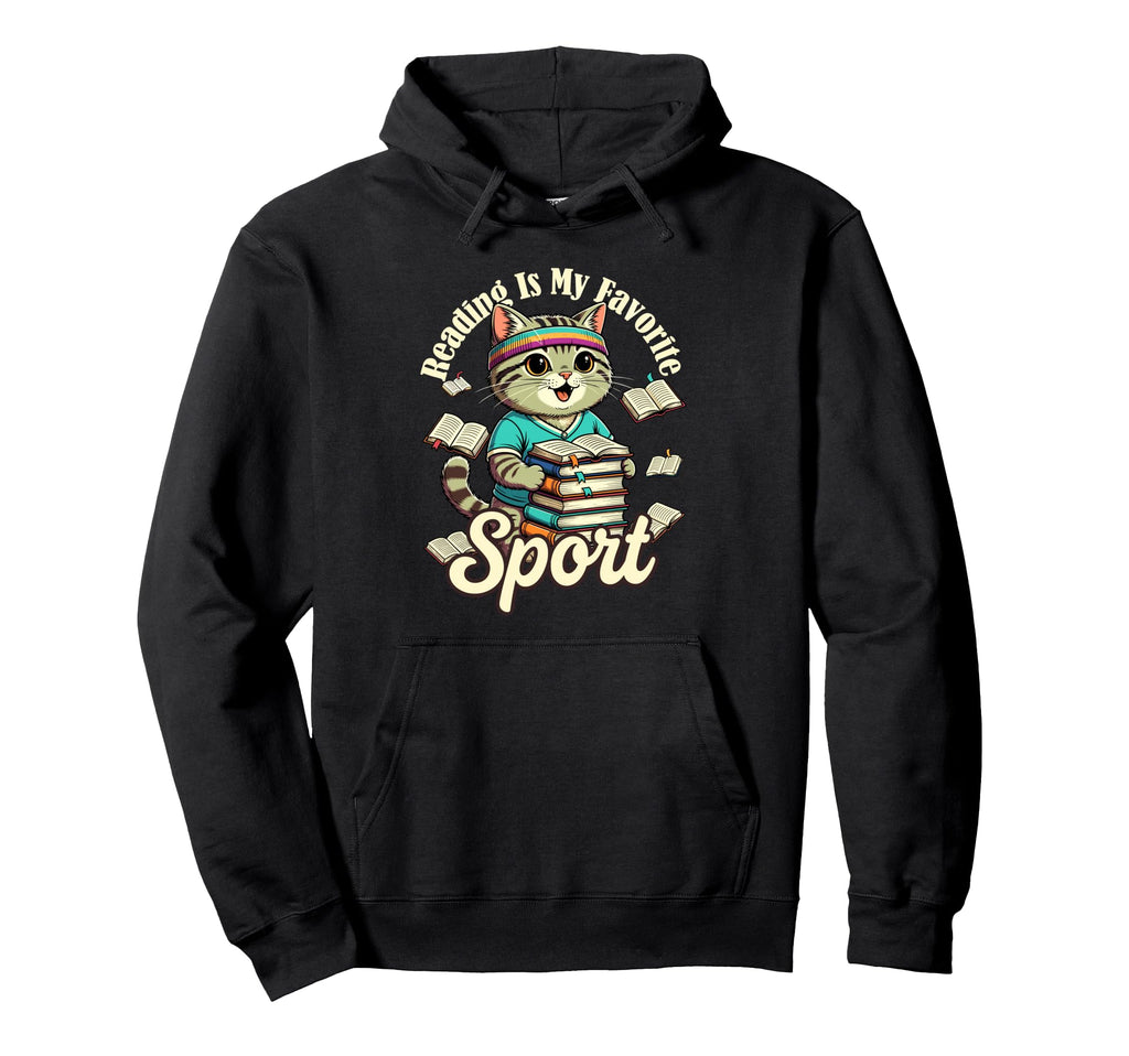Reading Is My Favorite Sport Badge Hoodie - Fun Novelty Design Unisex - T-Shirt, Sweatshirt, Hoodie