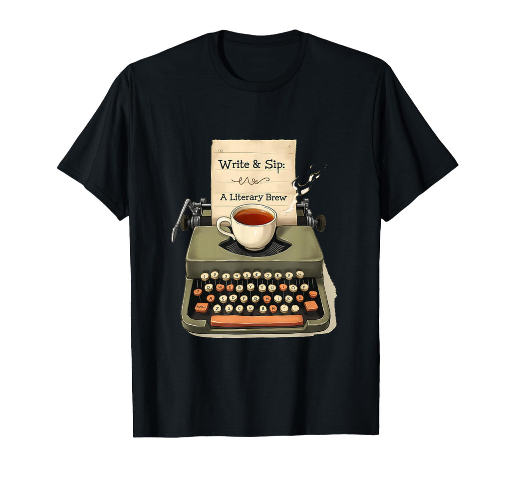 Write Sip Typewriter And Tea Book T-Shirt - Streetwear Style Men Women - T-Shirt, Sweatshirt, Hoodie