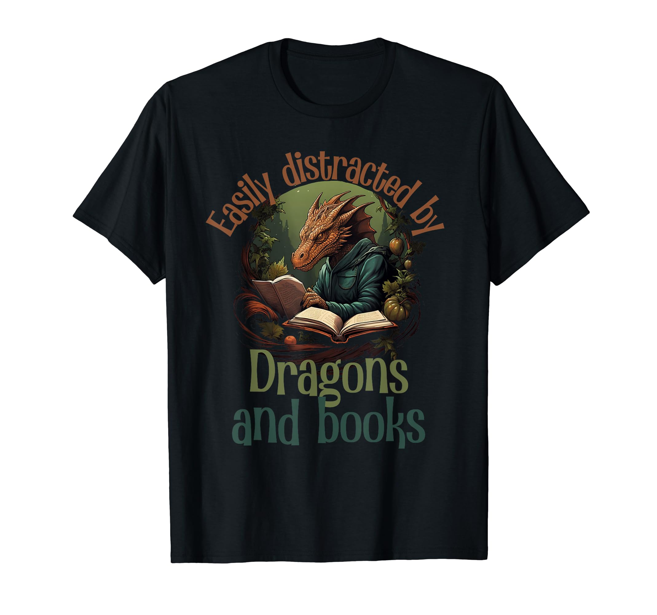 Easily Distracted Dragons And Books T-Shirt - Unique Graphic Unisex - T-Shirt, Sweatshirt, Hoodie