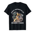 Easily Distracted Dragons And Books Nerd T-Shirt - Minimalist Print Unisex - T-Shirt, Sweatshirt, Hoodie