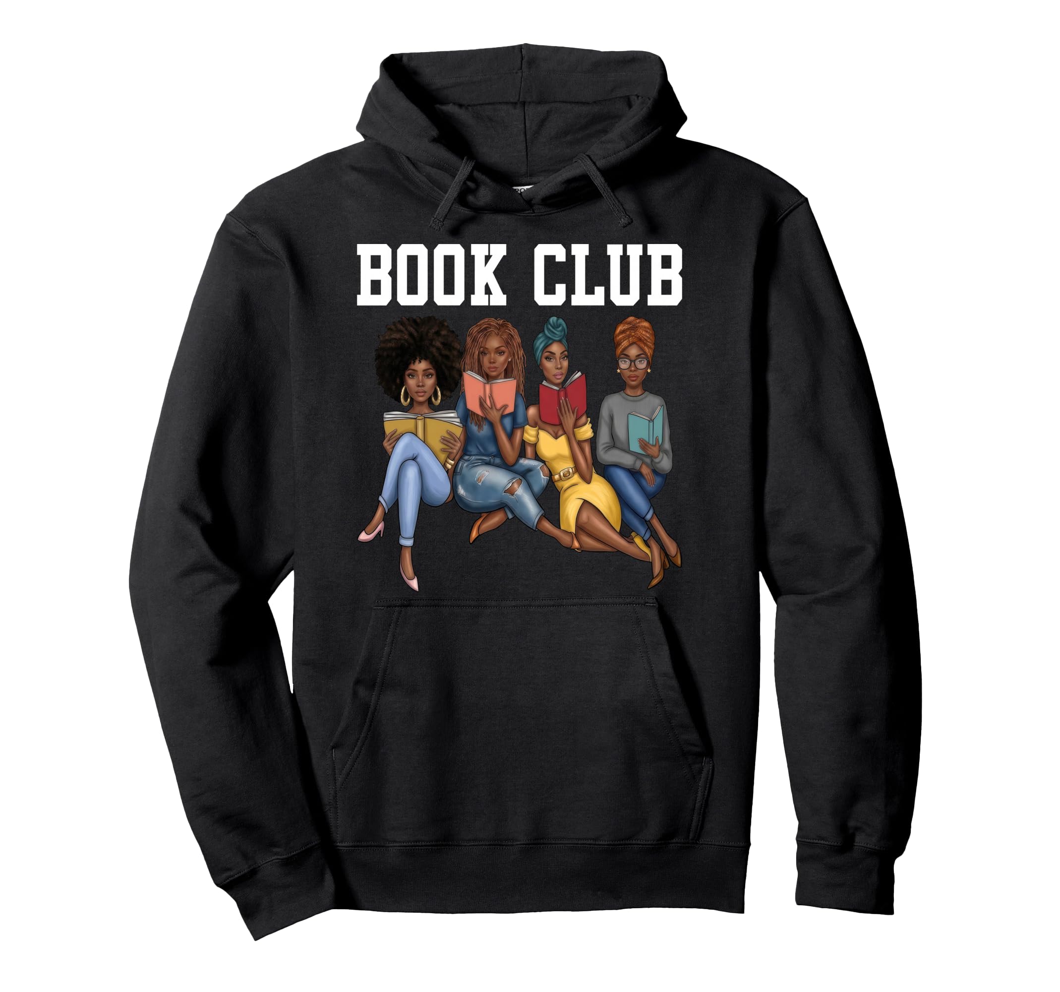 Book Club African American Bookworm Black Hoodie - Custom Art Print Unisex - T-Shirt, Sweatshirt, Hoodie