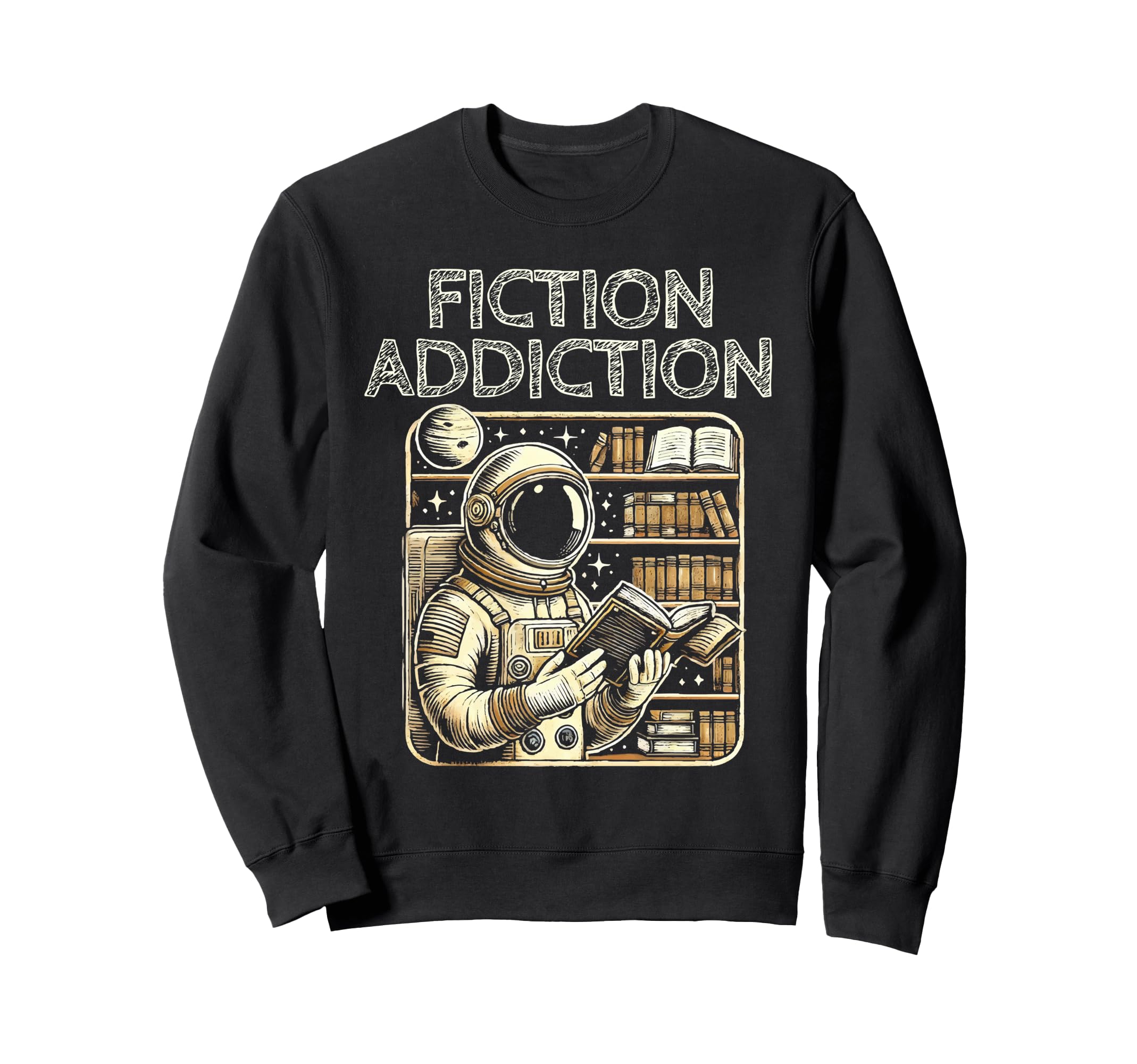 Fiction Addiction Library Book Sweatshirt - Streetwear Style Men Women - T-Shirt, Sweatshirt, Hoodie