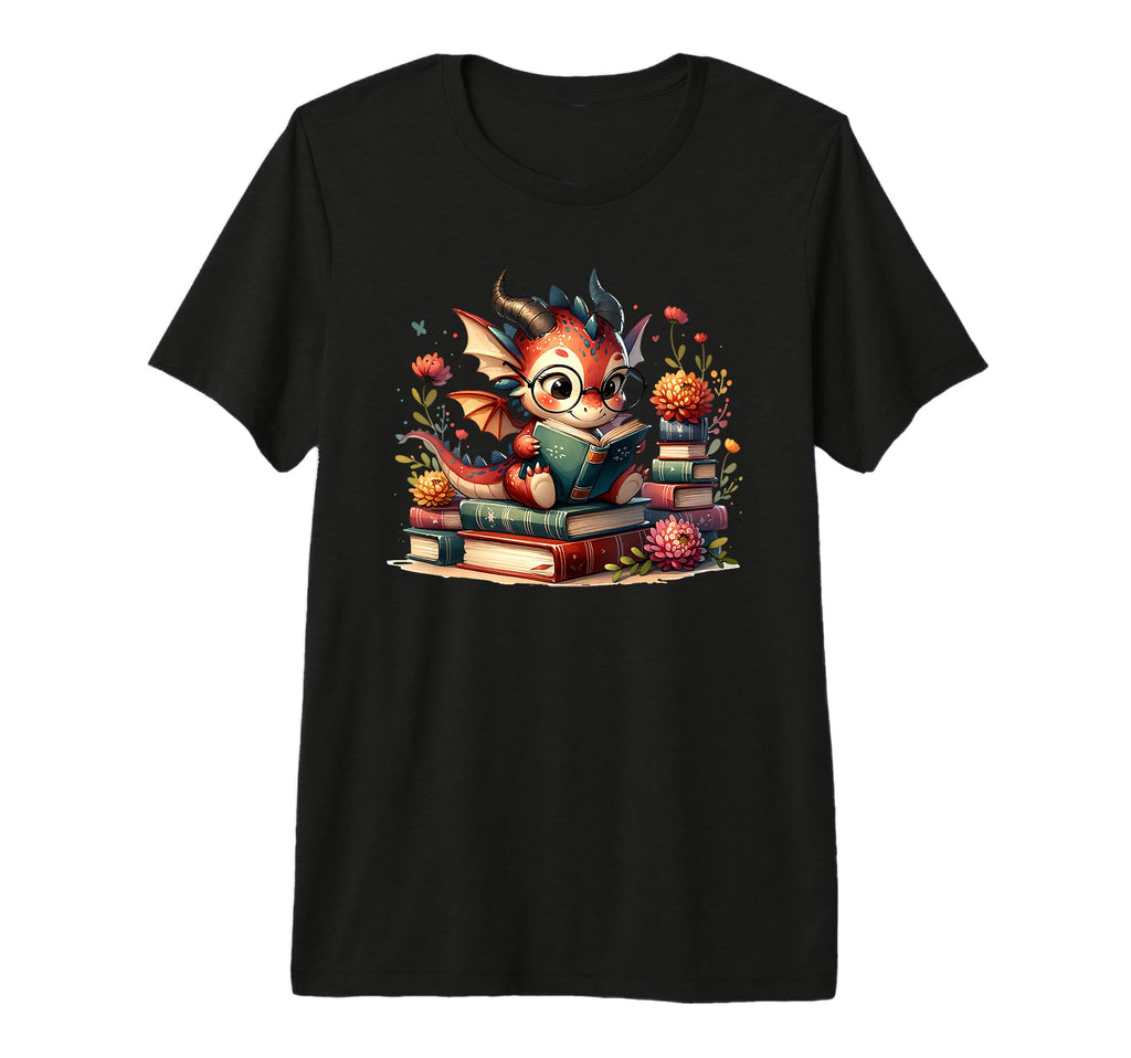 Dragon Glasses Reading Book Bookworm T-Shirt - Custom Art Print Unisex - T-Shirt, Sweatshirt, Hoodie