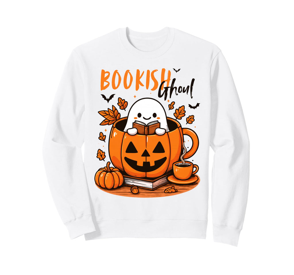 Halloween Bookish Ghoul Book Lover Sweatshirt - Minimalist Print for Adults - T-Shirt, Sweatshirt, Hoodie