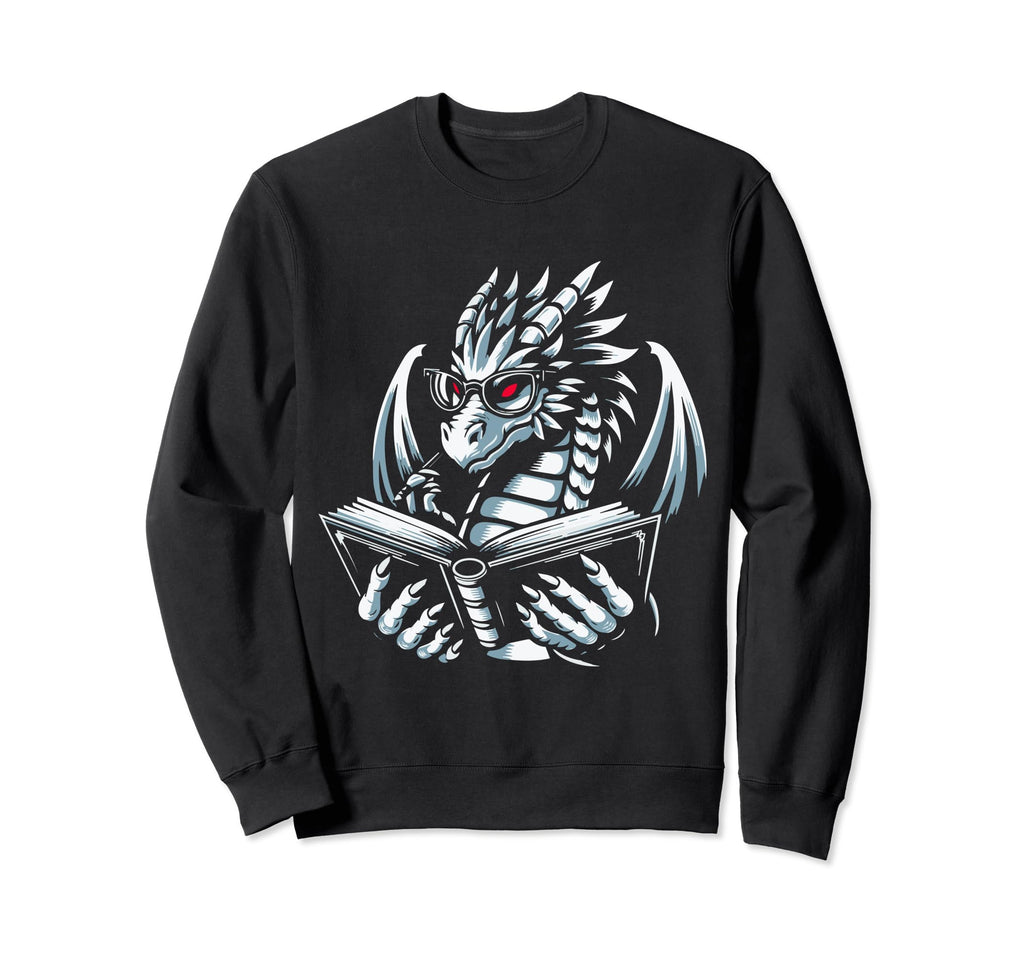 Dragon Reading Book Dragon Sweatshirt - Fun Novelty Design Unisex - T-Shirt, Sweatshirt, Hoodie