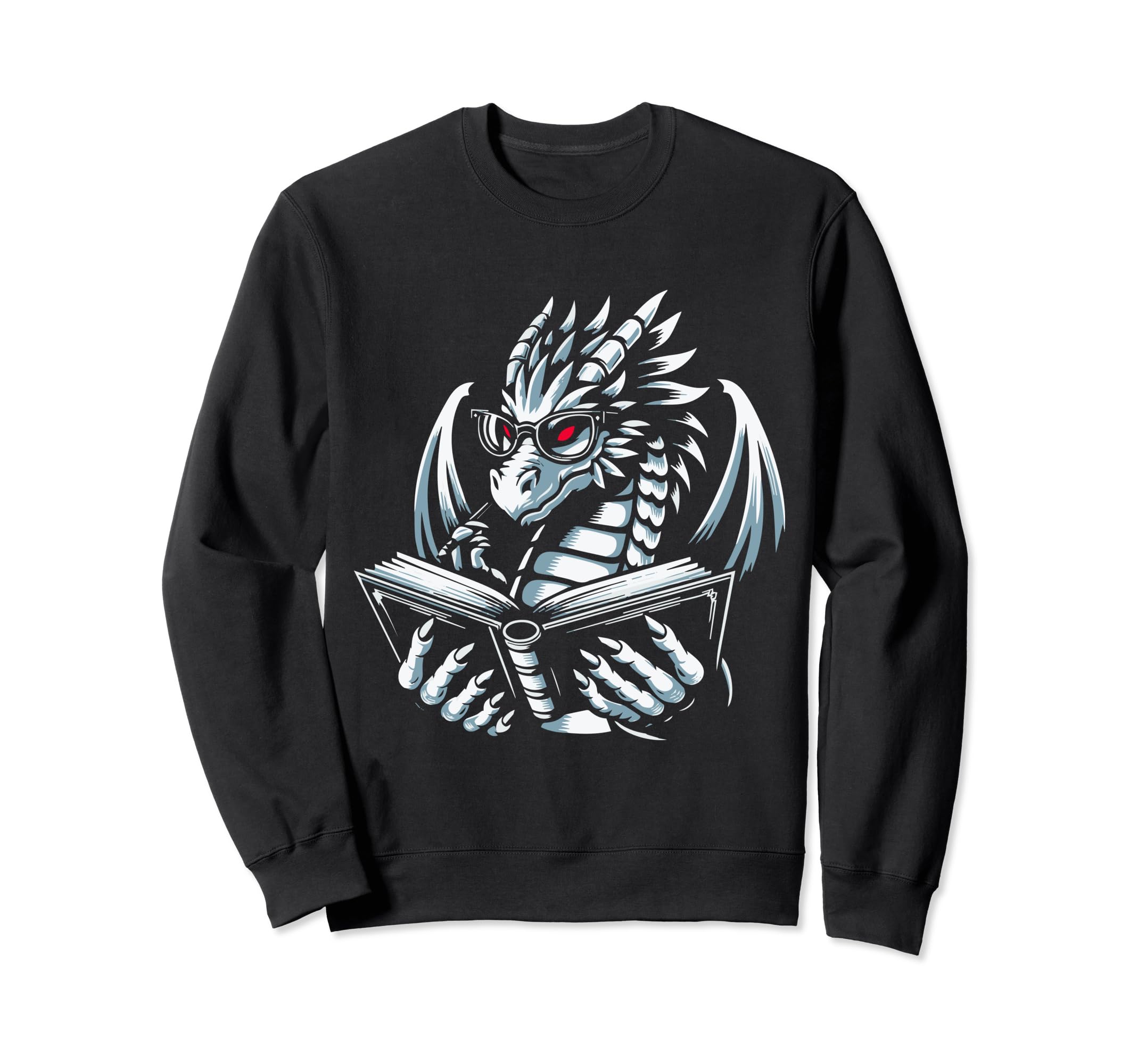Dragon Reading Book Dragon Sweatshirt - Fun Novelty Design Unisex - T-Shirt, Sweatshirt, Hoodie