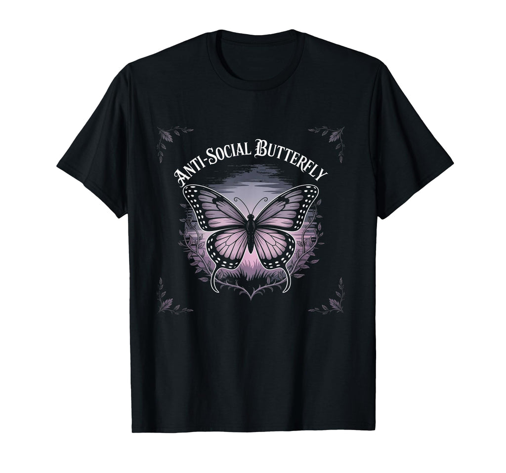 Antisocial Butterfly Gothic Aesthetic T-Shirt - Minimalist Print Men Women - T-Shirt, Sweatshirt, Hoodie