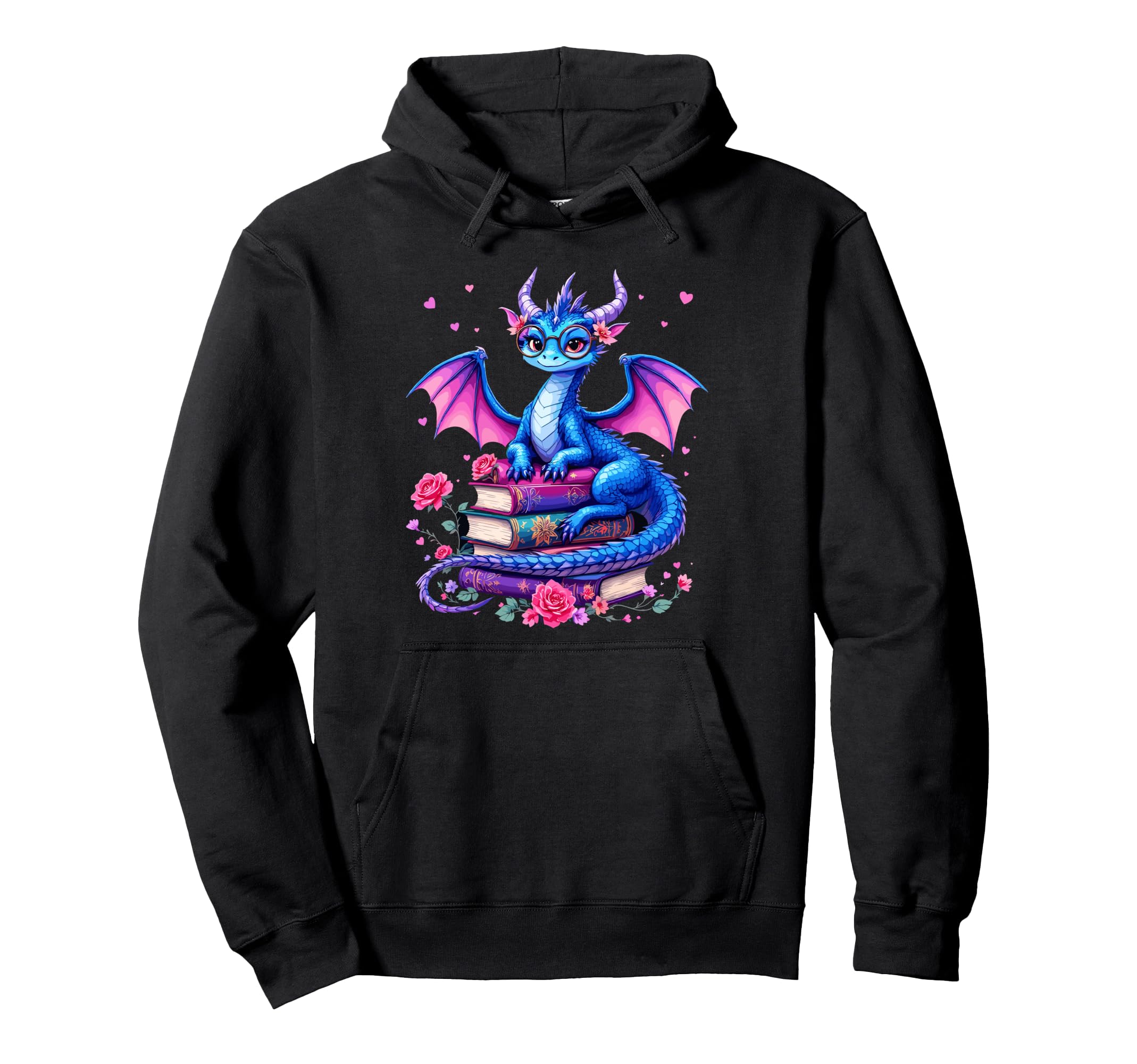 Dragons And Books Dragon Reading Book Hoodie - Unique Graphic for Adults - T-Shirt, Sweatshirt, Hoodie