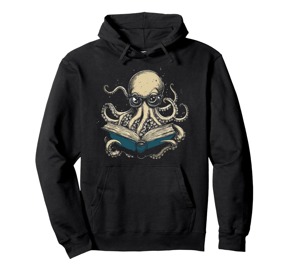Octopus Reading Book Funny Book Lover Hoodie - Streetwear Style for Adults - T-Shirt, Sweatshirt, Hoodie