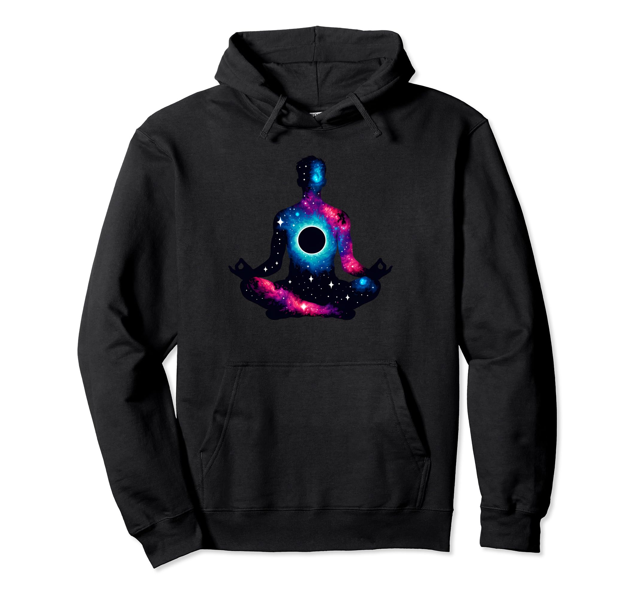 Meditation Silhouette Space Galaxy Hoodie - Novelty Apparel for Adults - T-Shirt, Sweatshirt, Hoodie